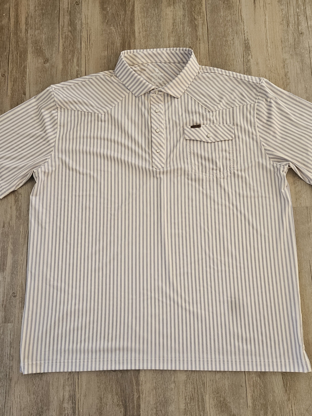 Iron Oak The Konrad Men's White & Gray Striped Pearl Snap Polo Shirt 2XL